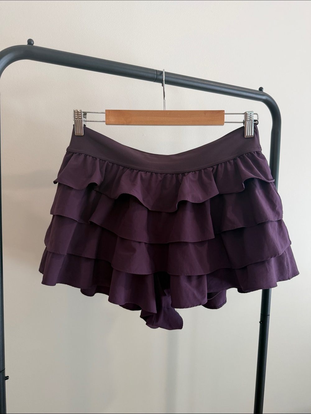 aerie Deep Plum Layered Ruffle Skort